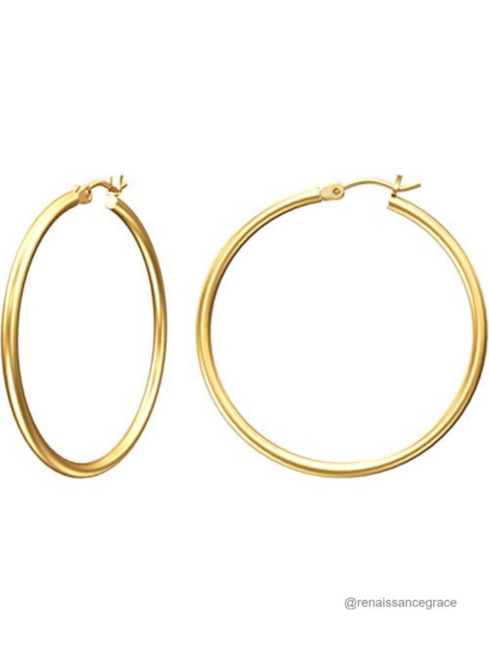 14K Gold Plated Hoop Earrings for Women Hypoallergenic Lightweight 40mm